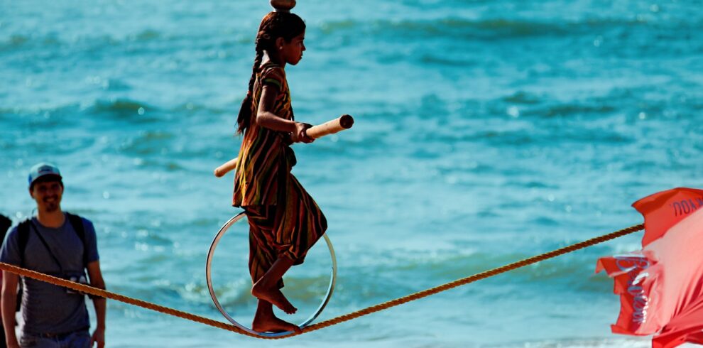 Artist performing on a South Goa beach.