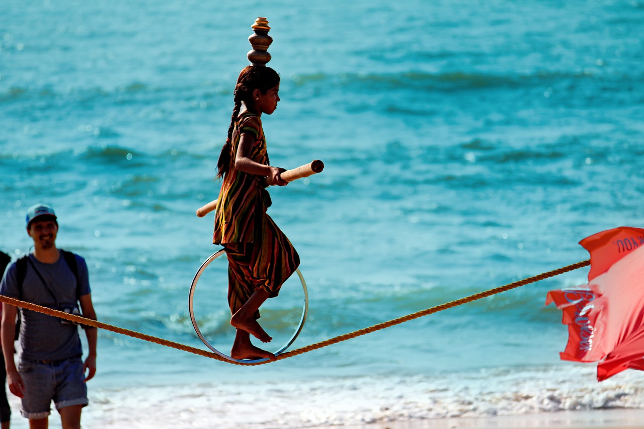 Artist performing on a South Goa beach.